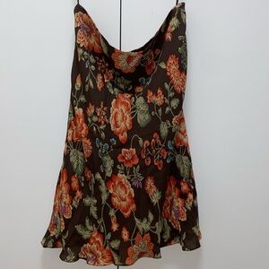 vintage Jones New York 100% brown floral bias cut skirt
